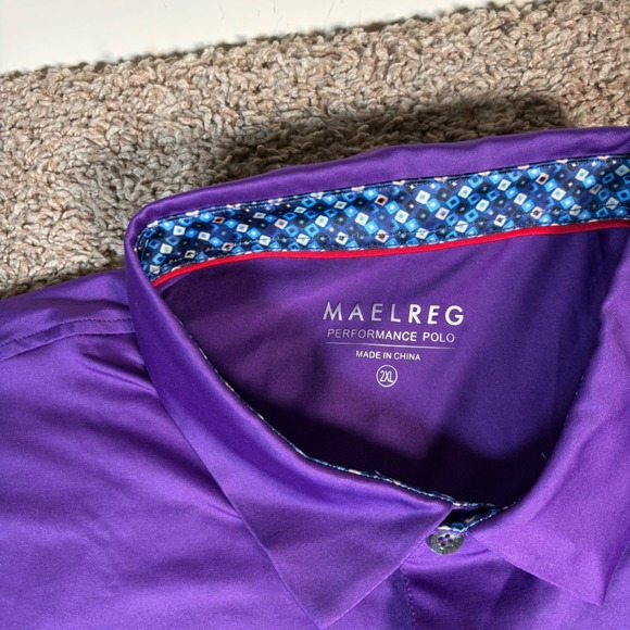 Maelreg Performance Polo Shirt Mens 2XL Purple Golf Short Sleeve - Picture 4 of 8